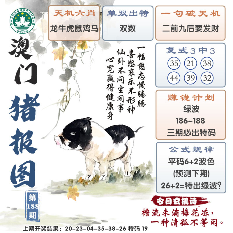 新澳彩188期:澳门猪报图