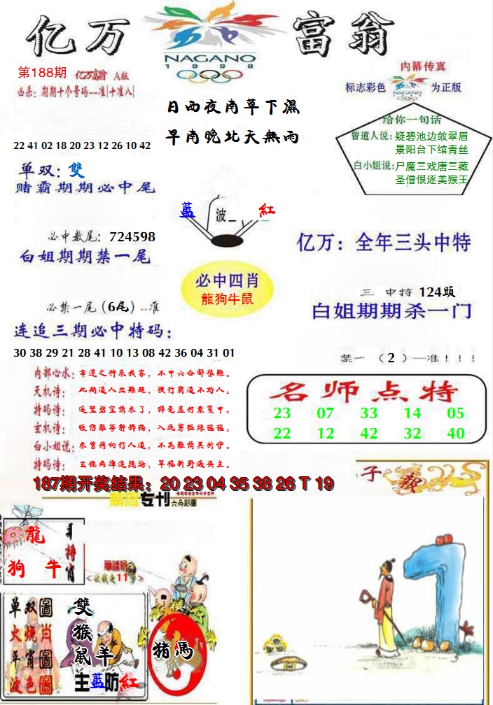 新澳彩188期:亿万富翁A