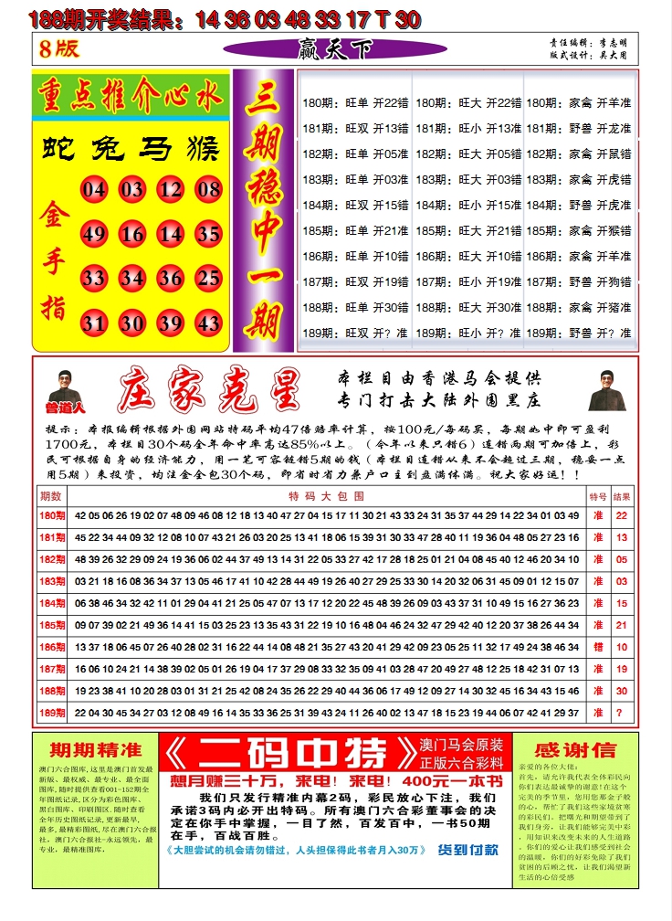 新澳彩189期:澳门赢天下B