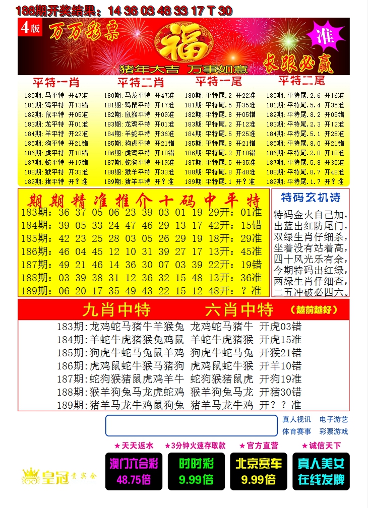 新澳彩189期:澳门开门红C