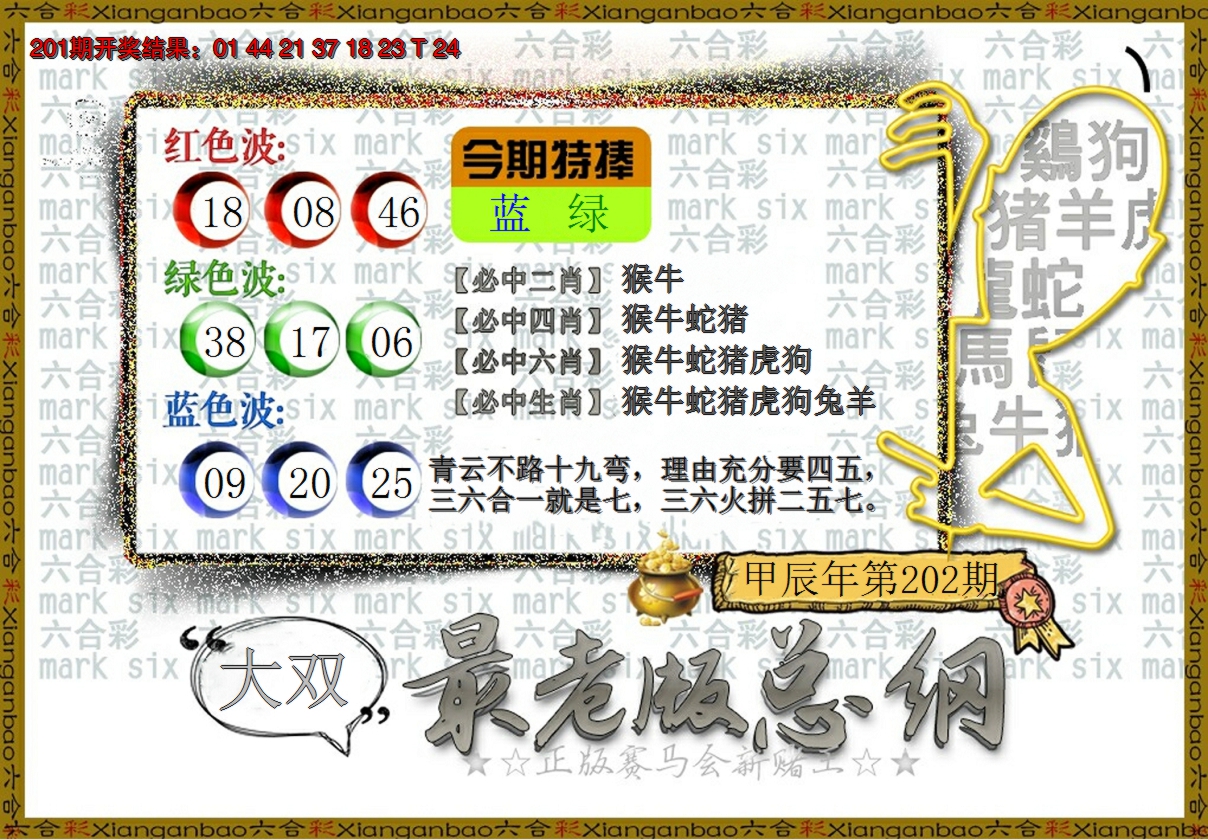 新澳彩202期:最老版总纲