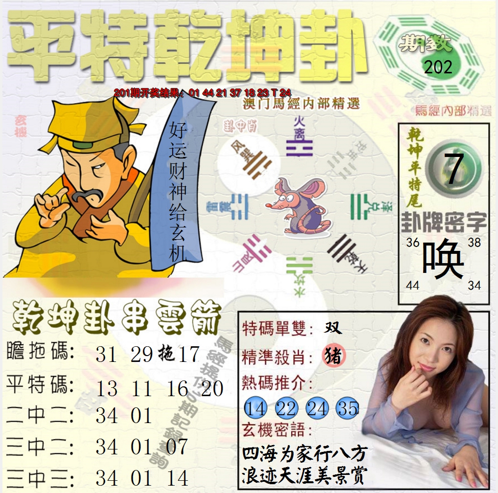 新澳彩202期:平特乾坤卦