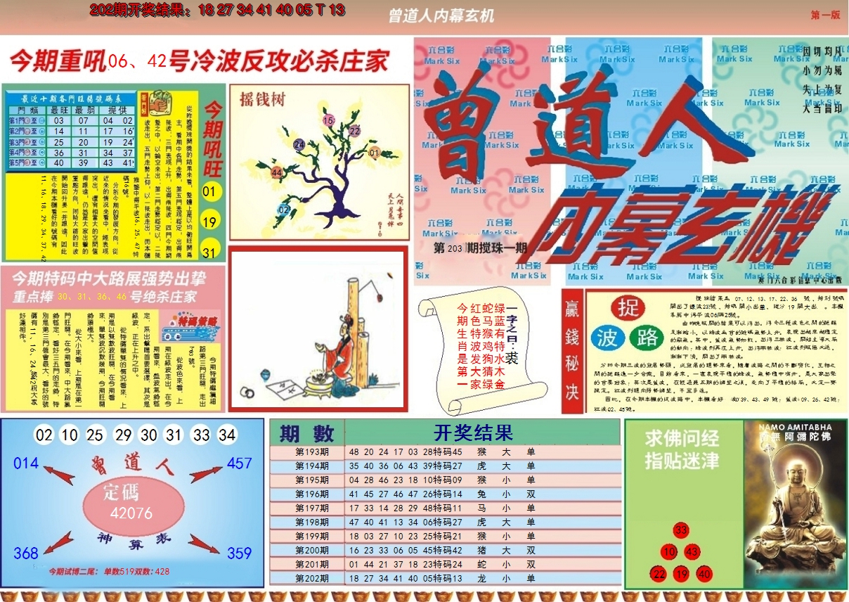 新澳彩203期:曾道人内幕A