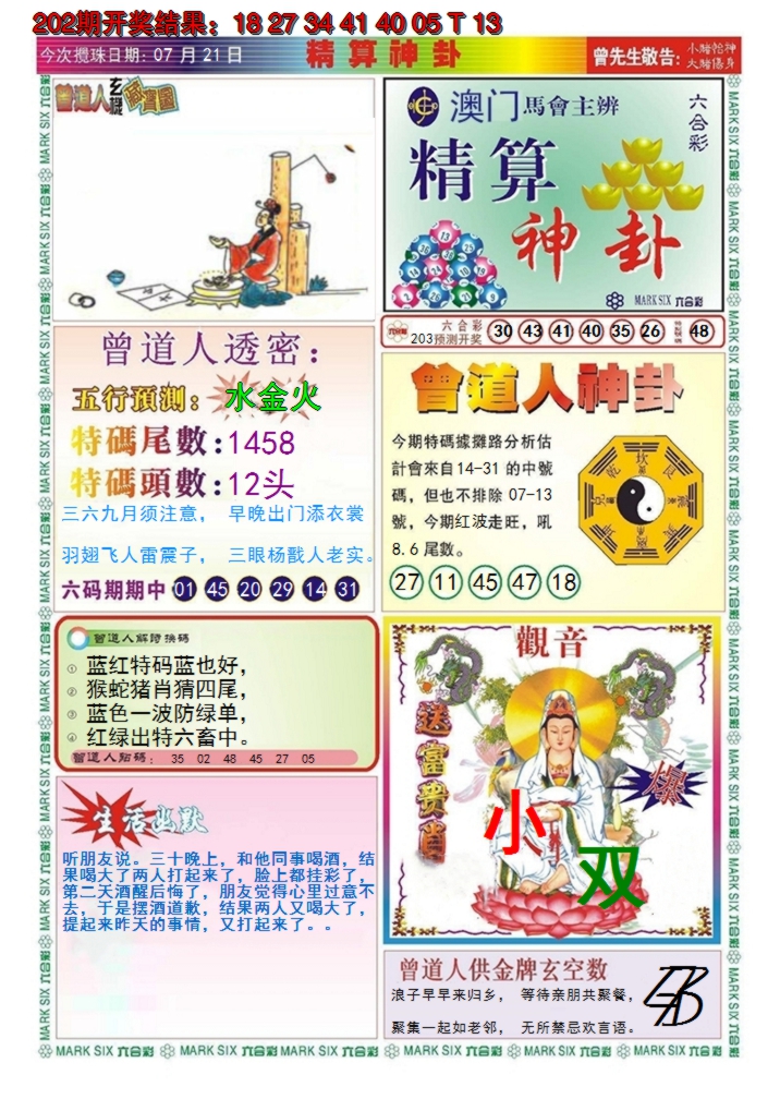 新澳彩203期:澳门精算神卦