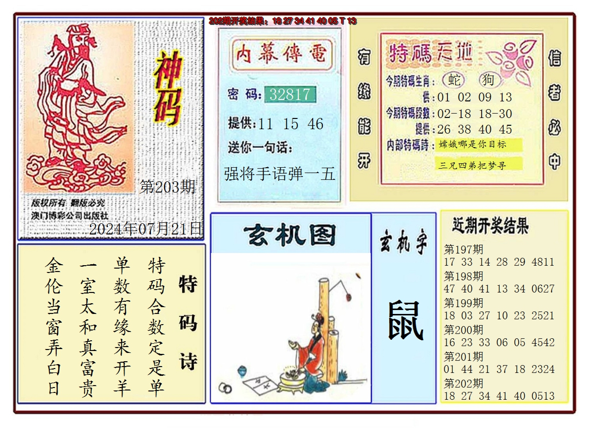 新澳彩203期:黄大仙神码