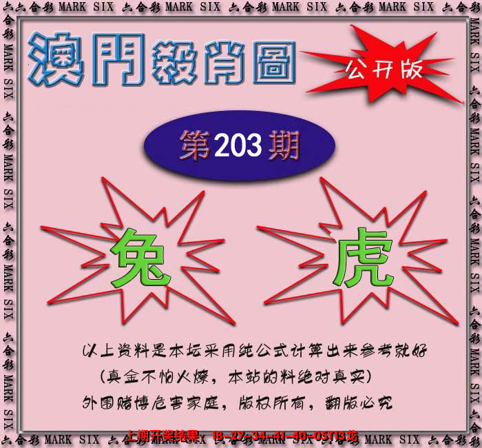 新澳彩203期:赛马会杀肖图