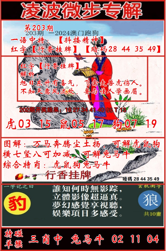 新澳彩203期:凌波微步