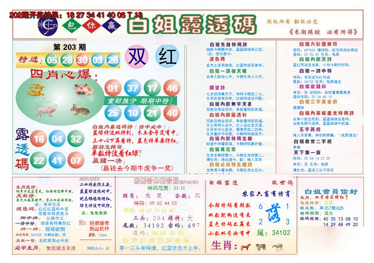 新澳彩203期:马会专刊B