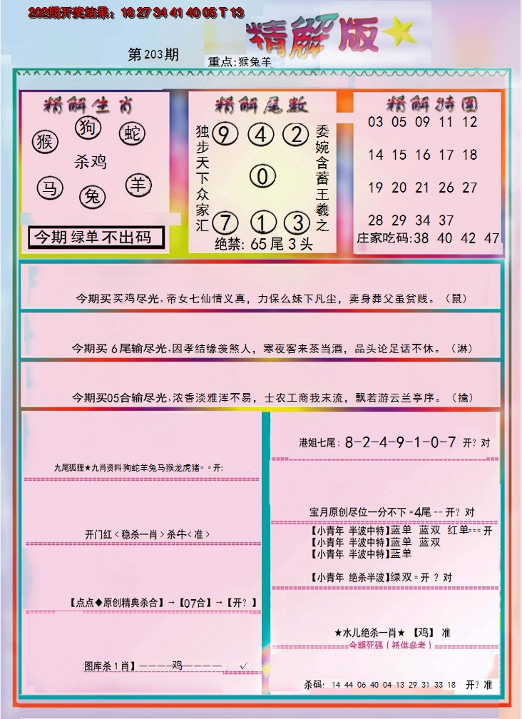 新澳彩203期:精解版