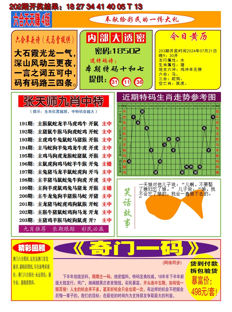 新澳彩203期:澳门天天赚C