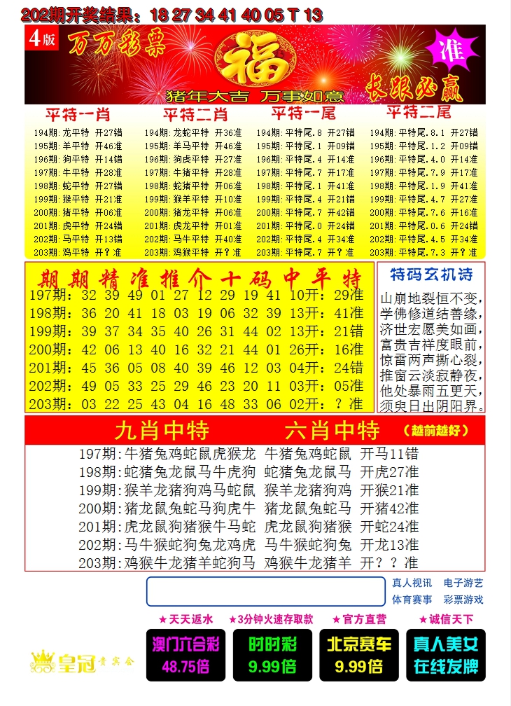 新澳彩203期:澳门开门红C