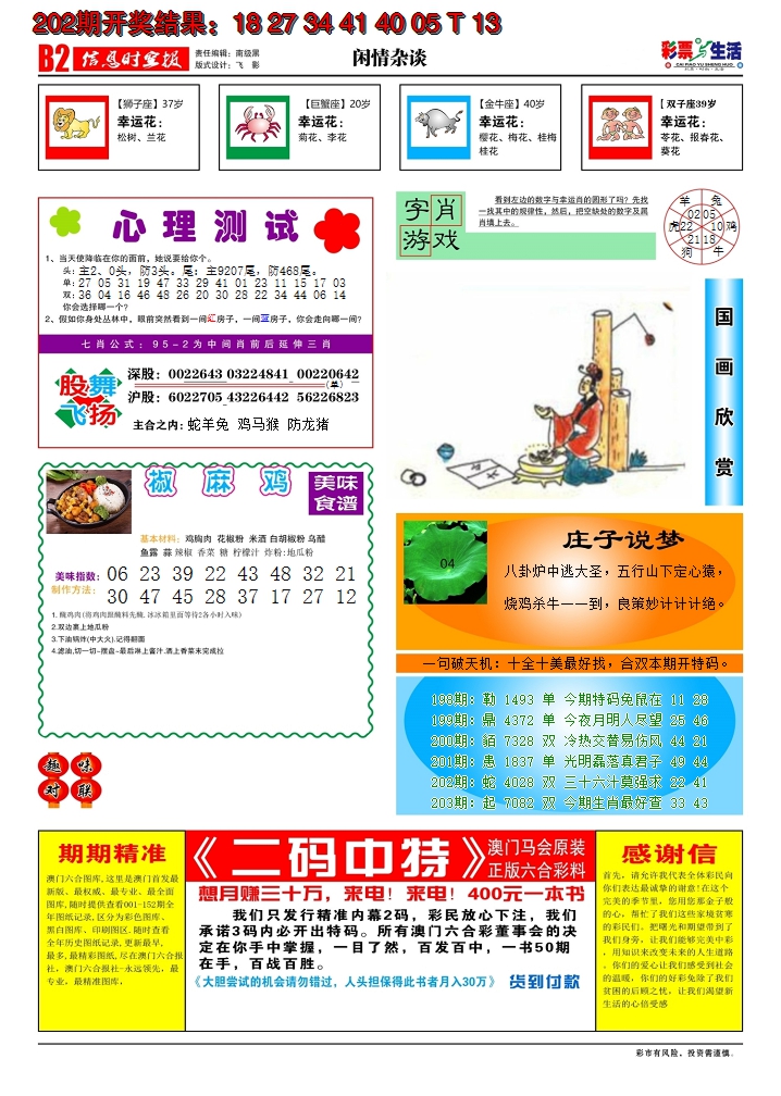 新澳彩203期:彩票与生活B