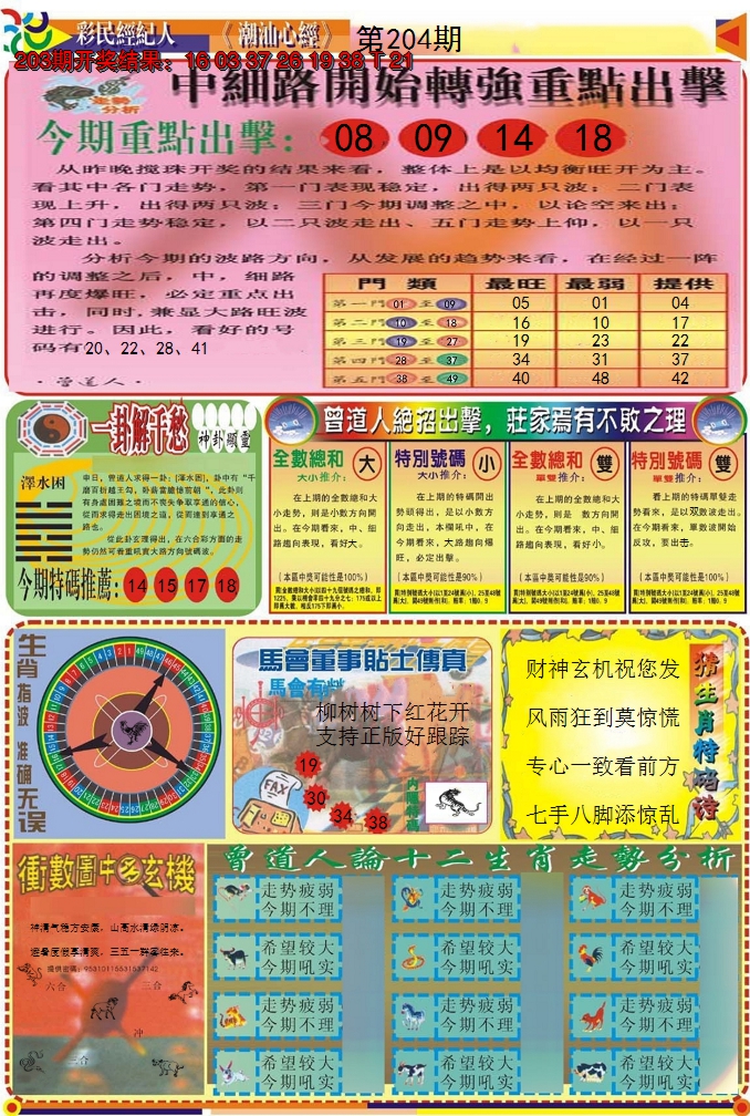 新澳彩204期:潮汕心经B