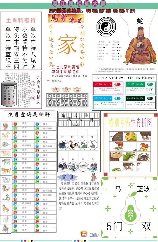 新澳彩204期:濠江赌经B加大版