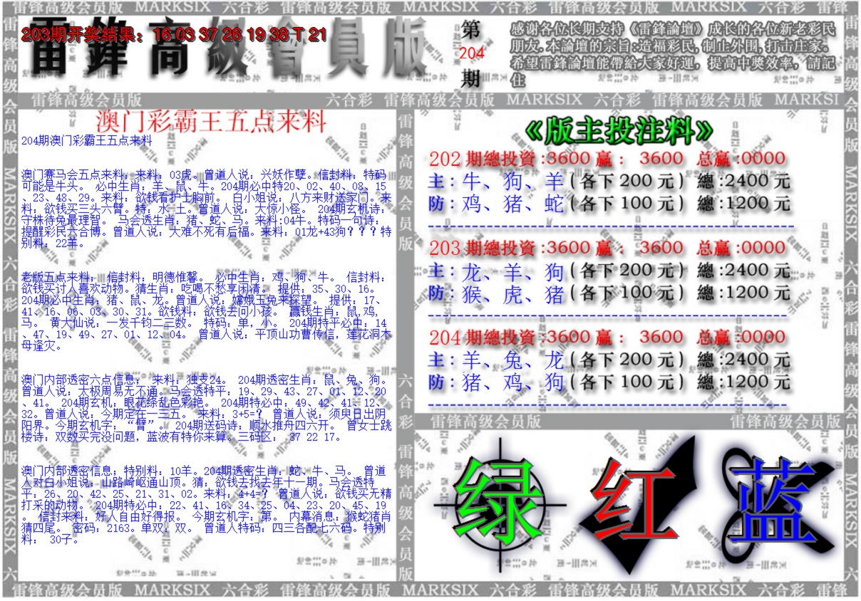 新澳彩204期:澳门高级会员版