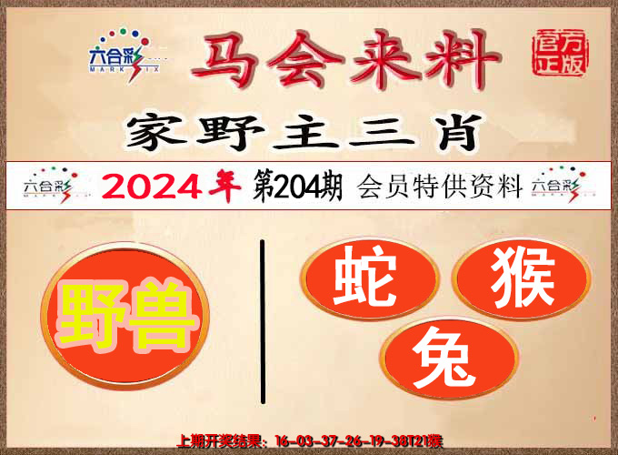 新澳彩204期:澳门来料