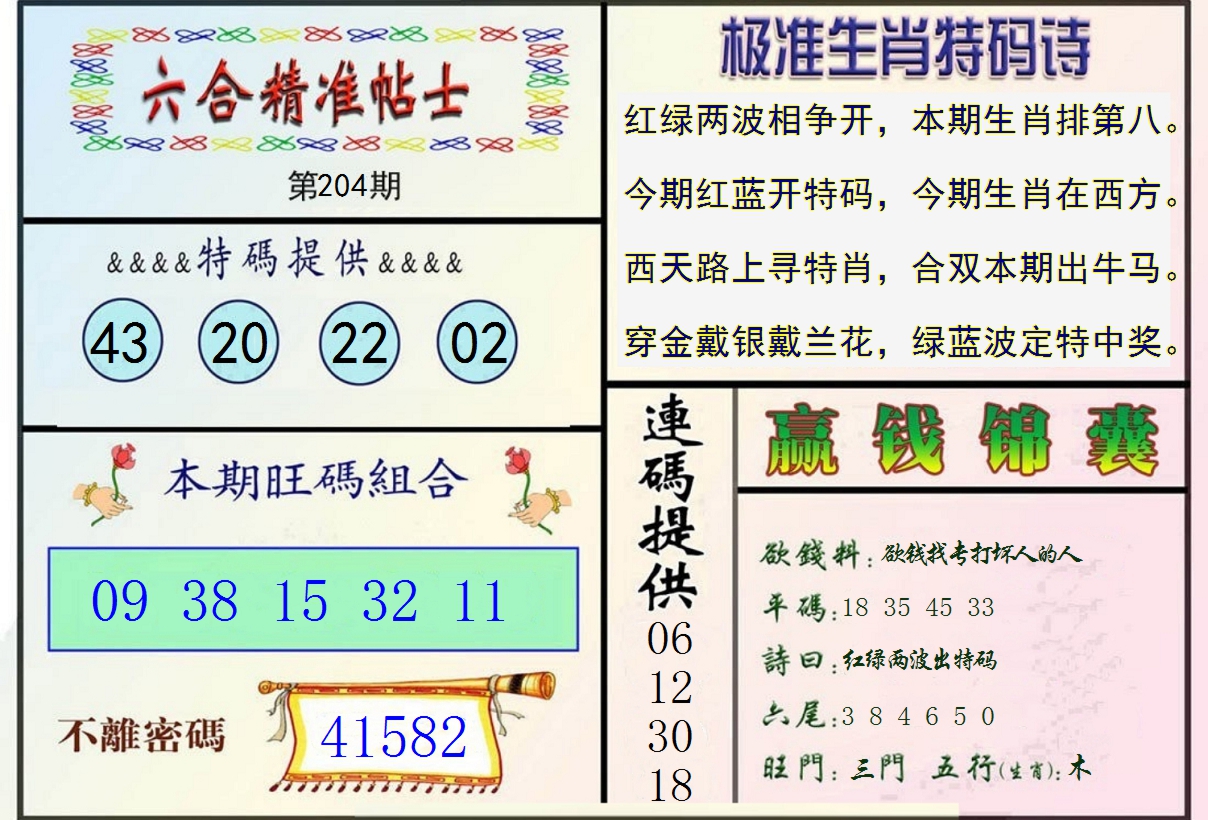 新澳彩204期:精准贴士