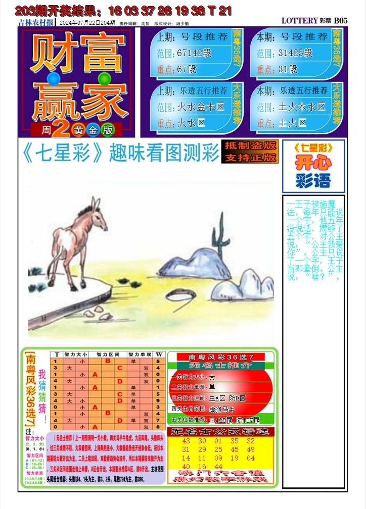 新澳彩204期:七星彩图A