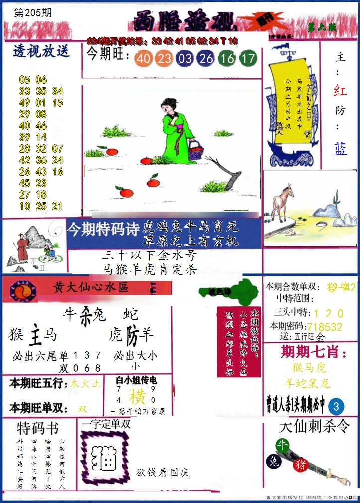 新澳彩205期:西陲透视