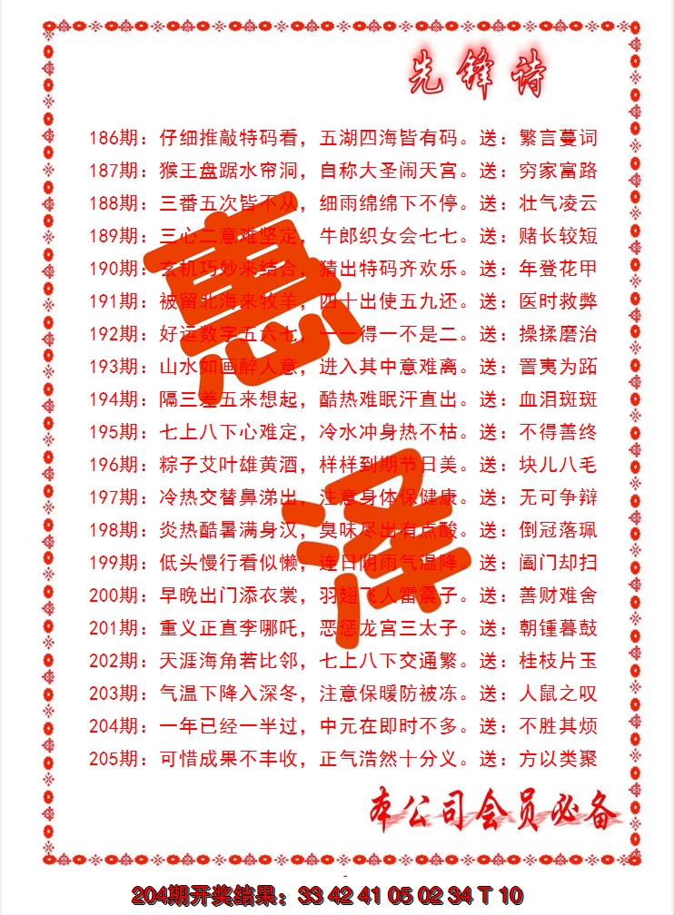 新澳彩205期:先锋诗