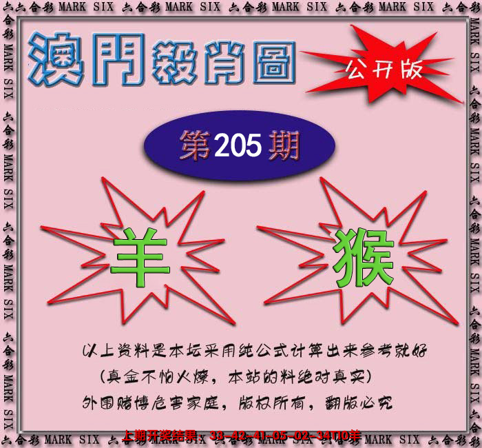 新澳彩205期:赛马会杀肖图