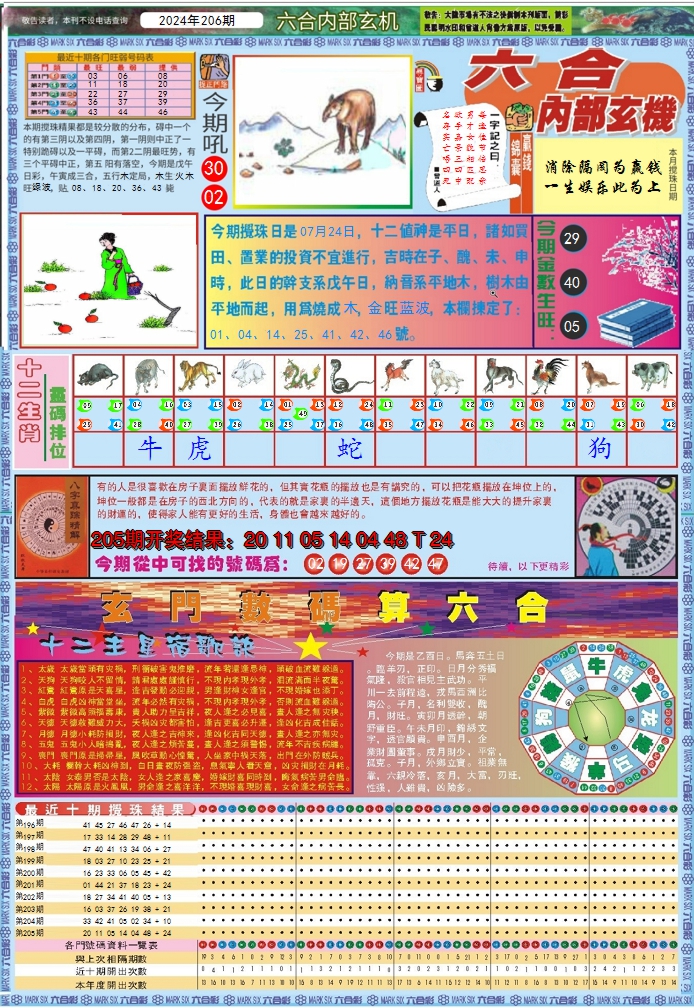 新澳彩206期:六合内部玄机A