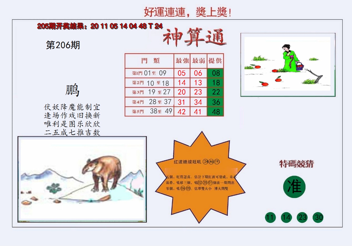 新澳彩206期:4-台湾神算