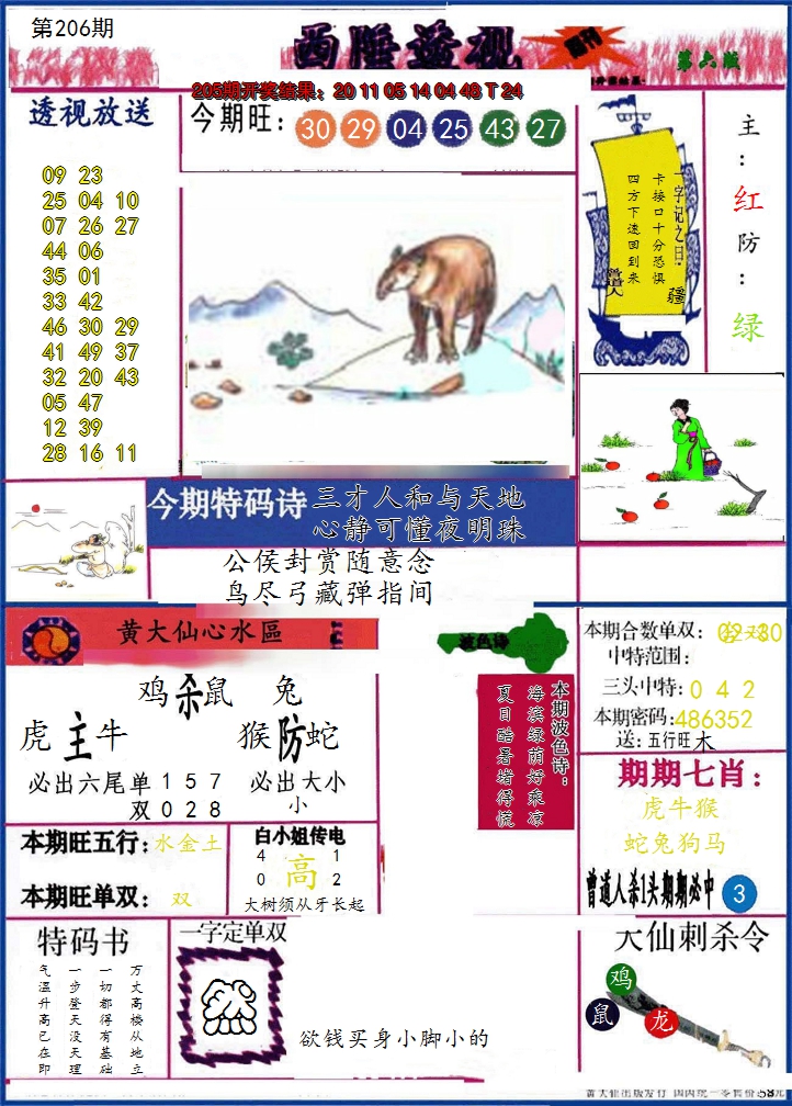 新澳彩206期:西陲透视