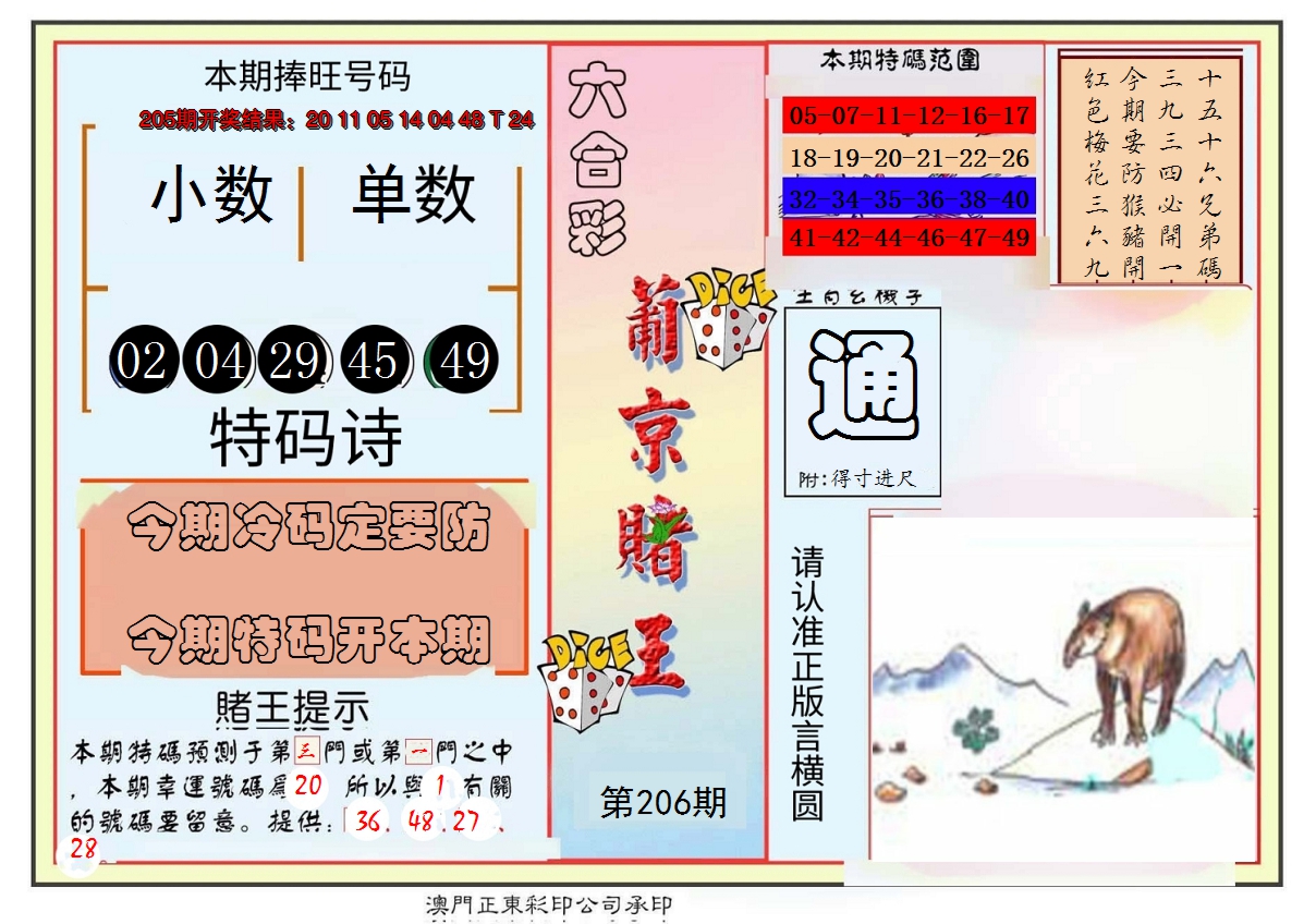 新澳彩206期:葡京赌王彩