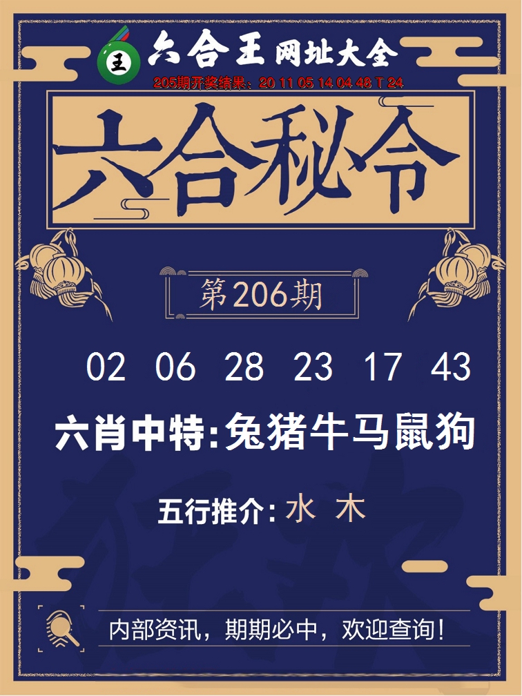 新澳彩206期:六合王六合密令