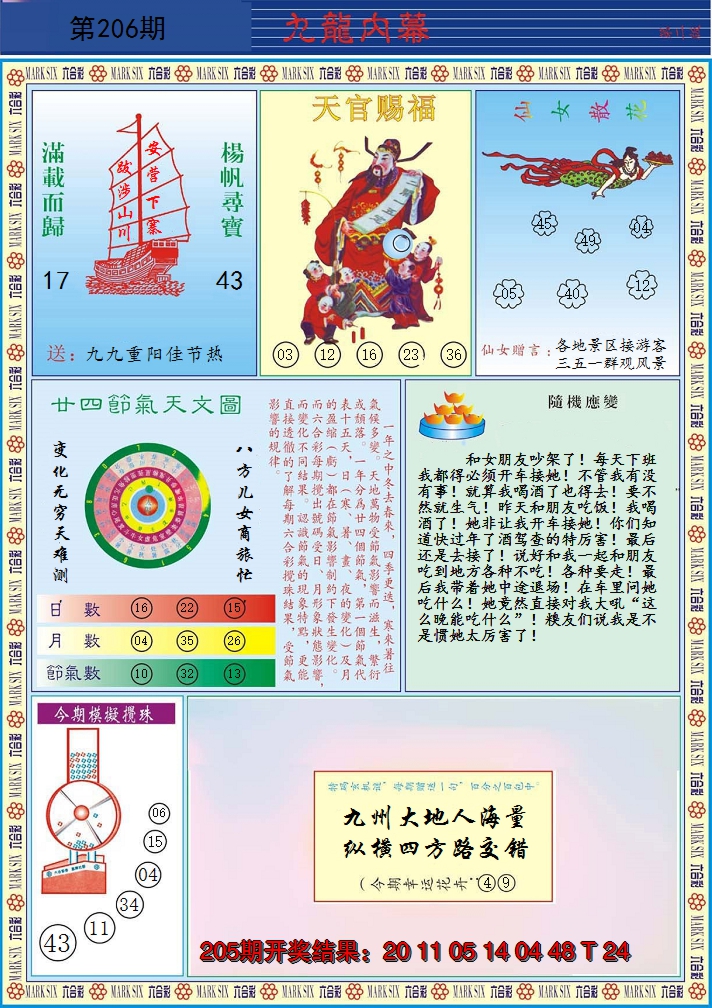 新澳彩206期:九龙内幕B