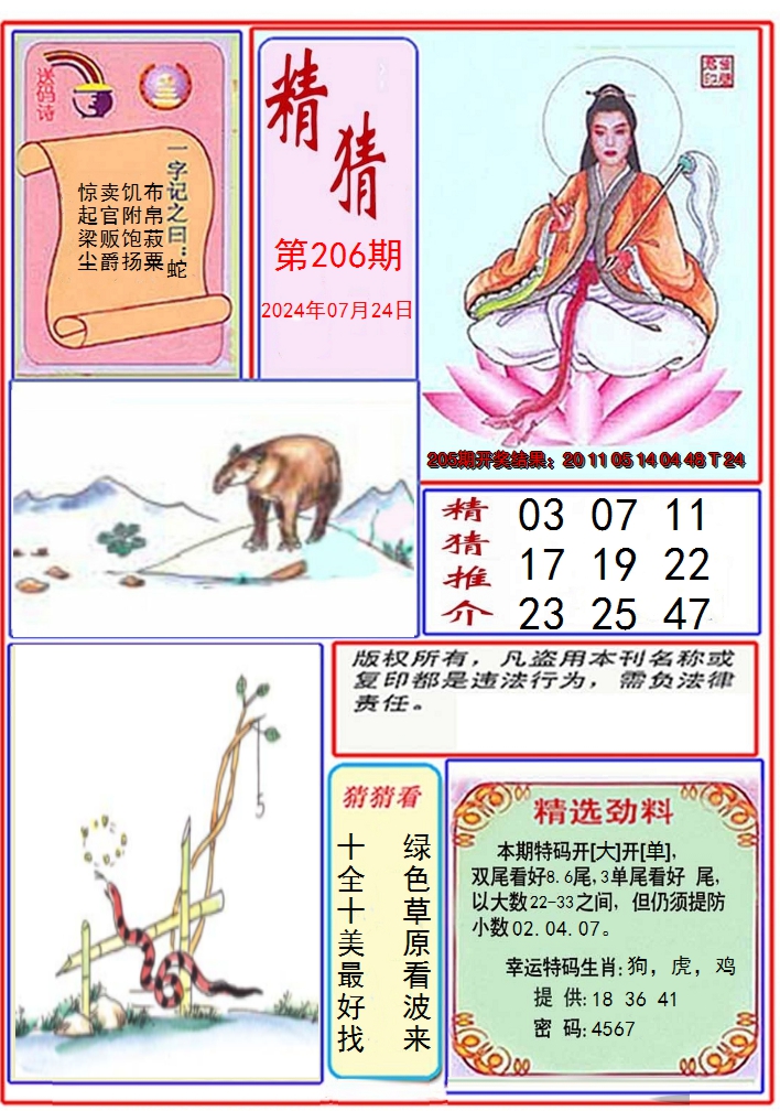 新澳彩206期:观音精猜图