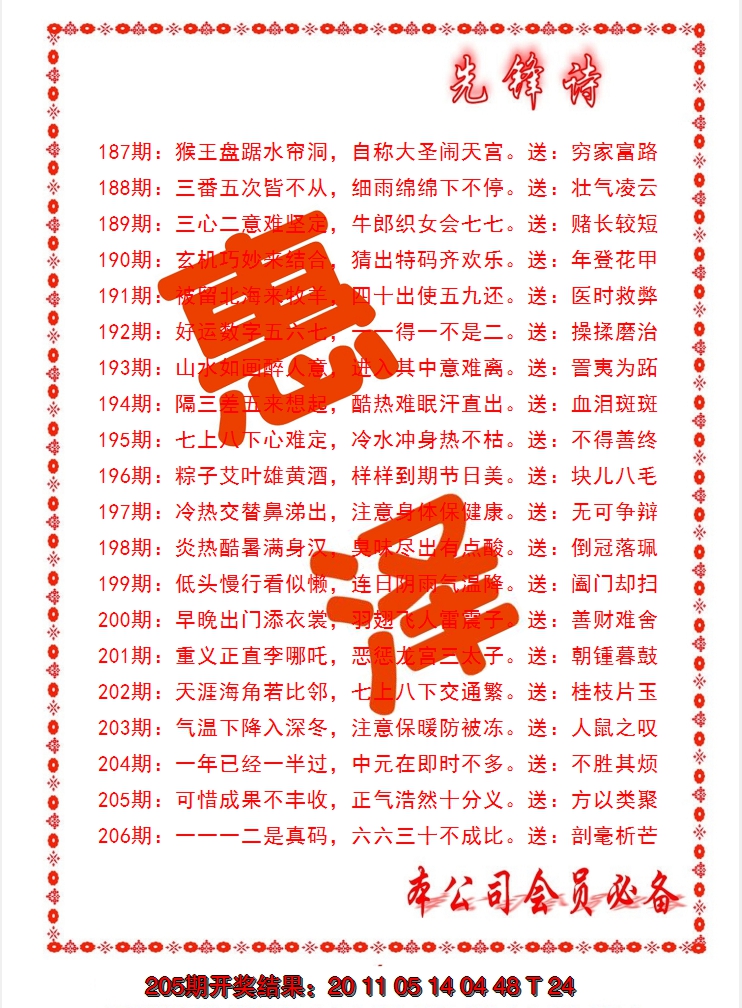 新澳彩206期:先锋诗