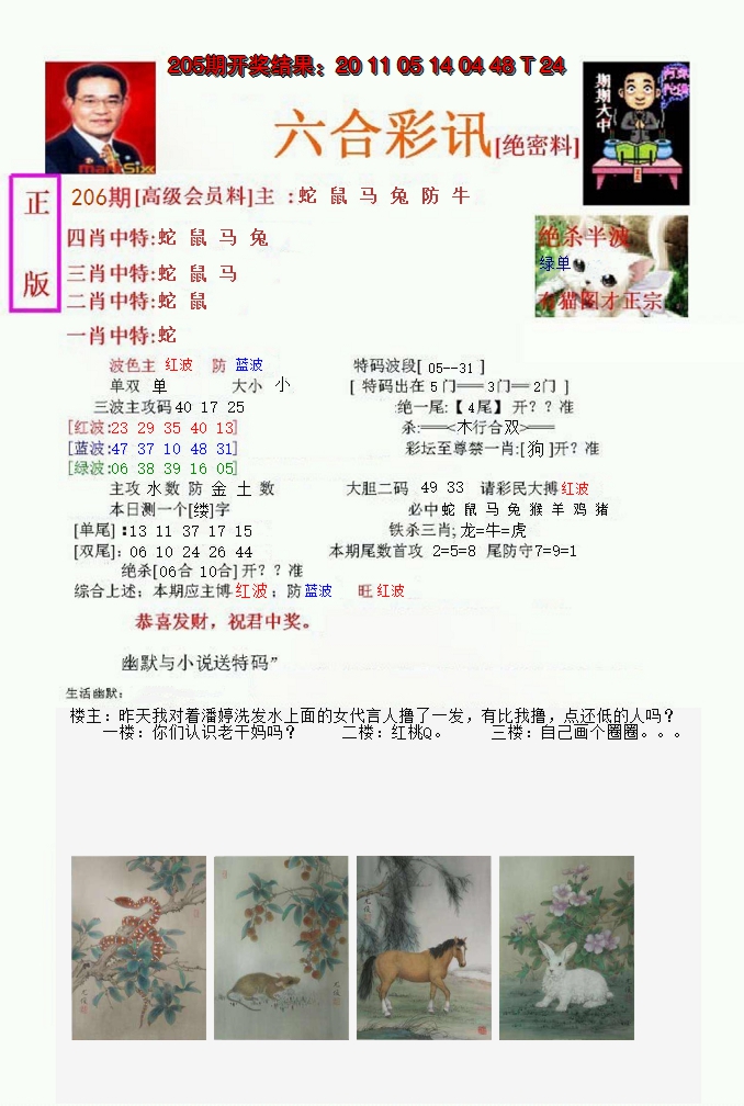 新澳彩206期:六合彩讯-1