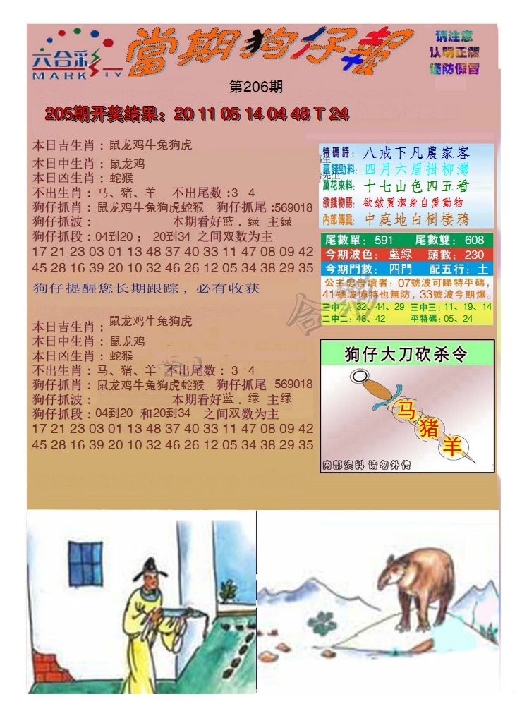 新澳彩206期:当期狗仔版