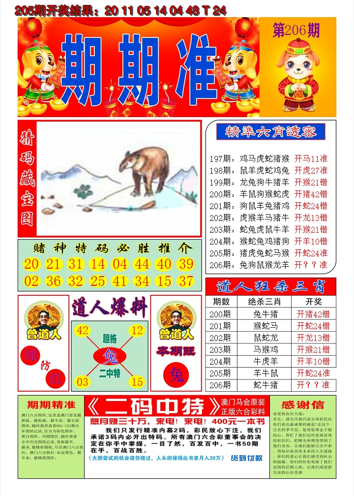 新澳彩206期:澳门期期准A