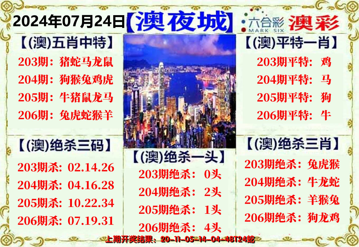 新澳彩206期:澳门夜城