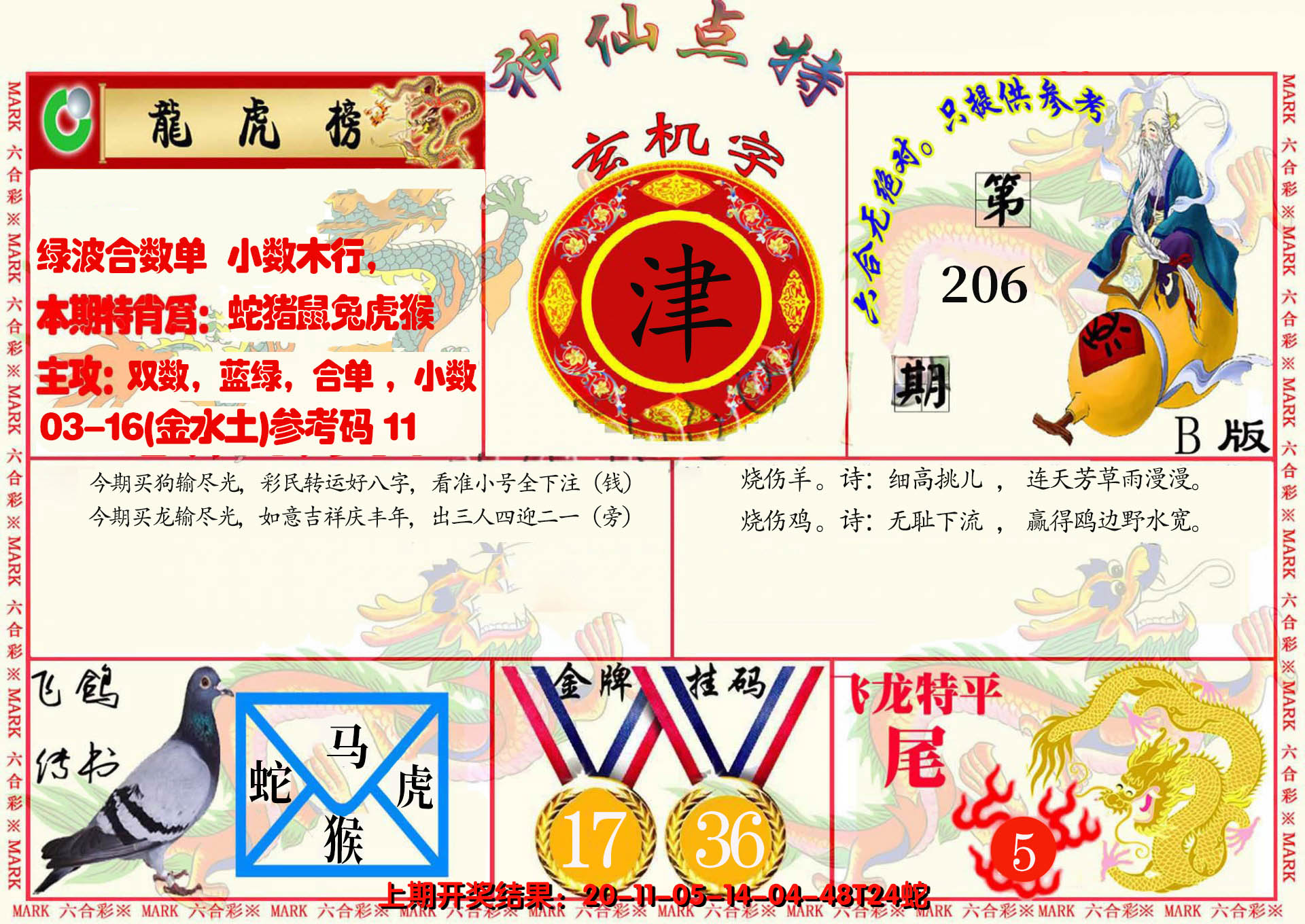 新澳彩206期:神仙点特B(精)