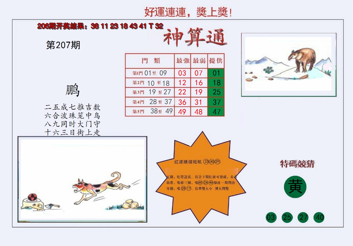 新澳彩207期:4-台湾神算