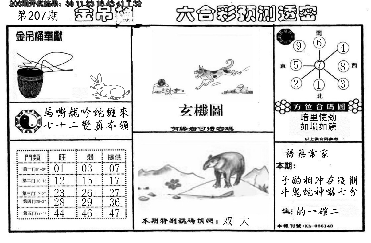 新澳彩207期:金吊桶(信封)