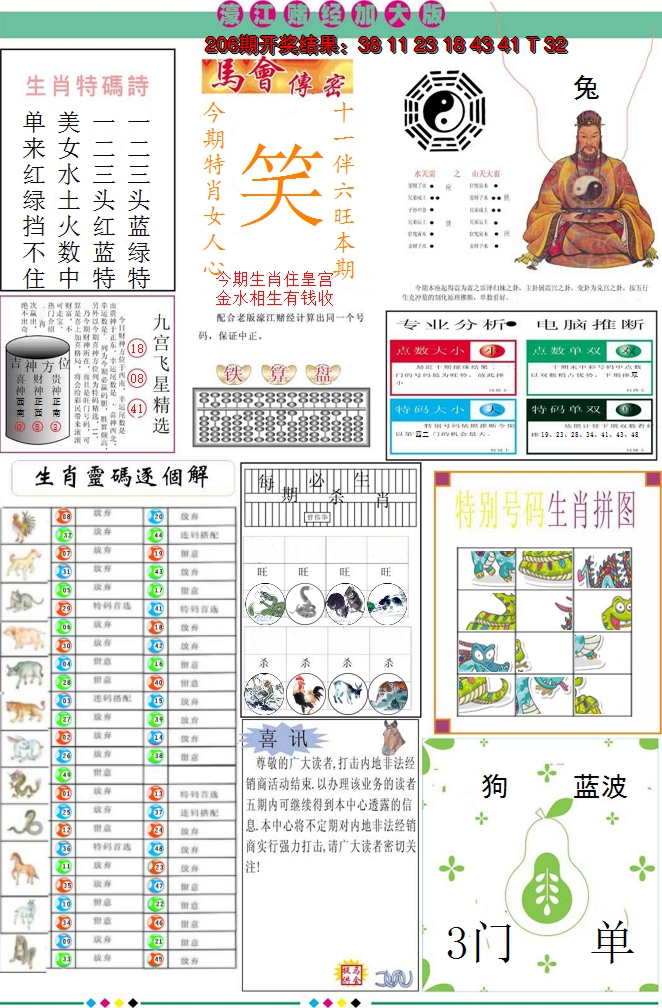 新澳彩207期:濠江赌经B加大版