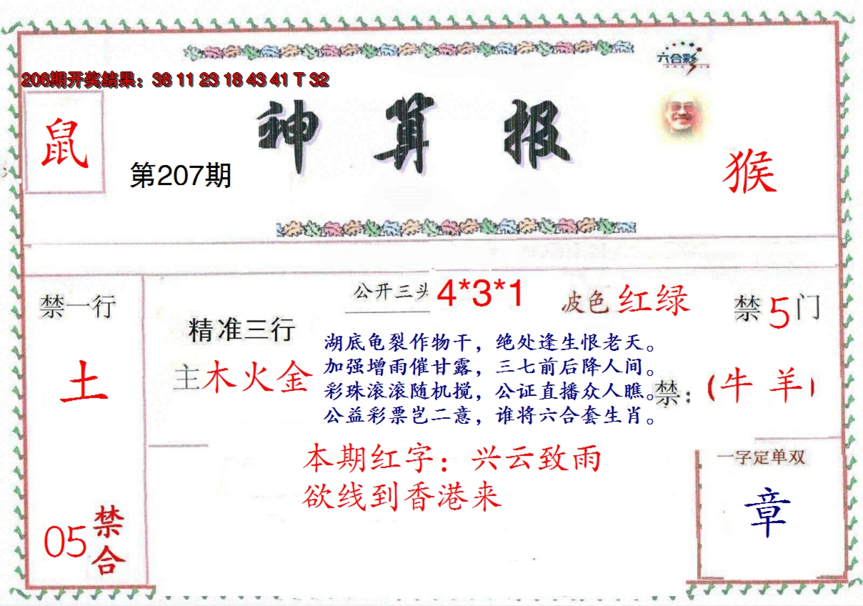 新澳彩207期:澳门神算报