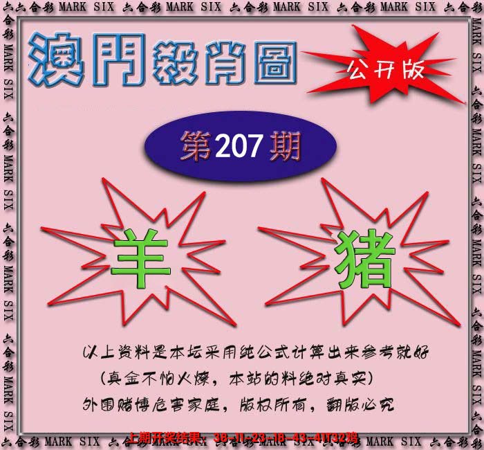 新澳彩207期:赛马会杀肖图