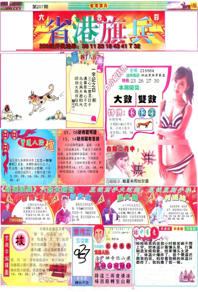 新澳彩207期:彩道A