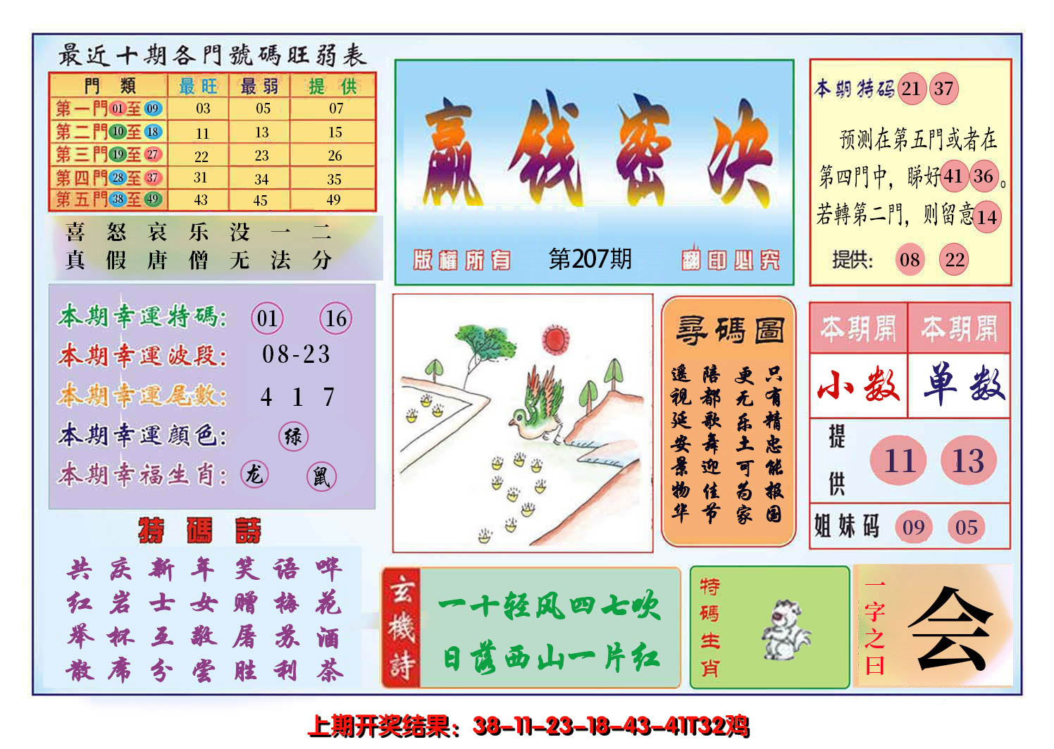 新澳彩207期:九龍赢钱密决(推荐)