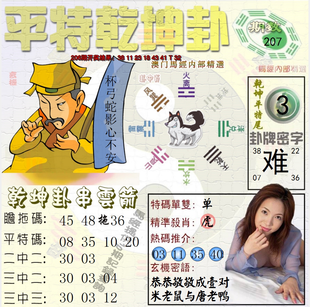 新澳彩207期:平特乾坤卦