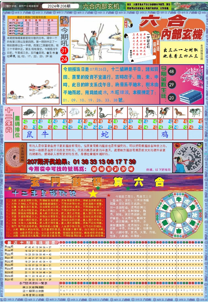 新澳彩208期:六合内部玄机A