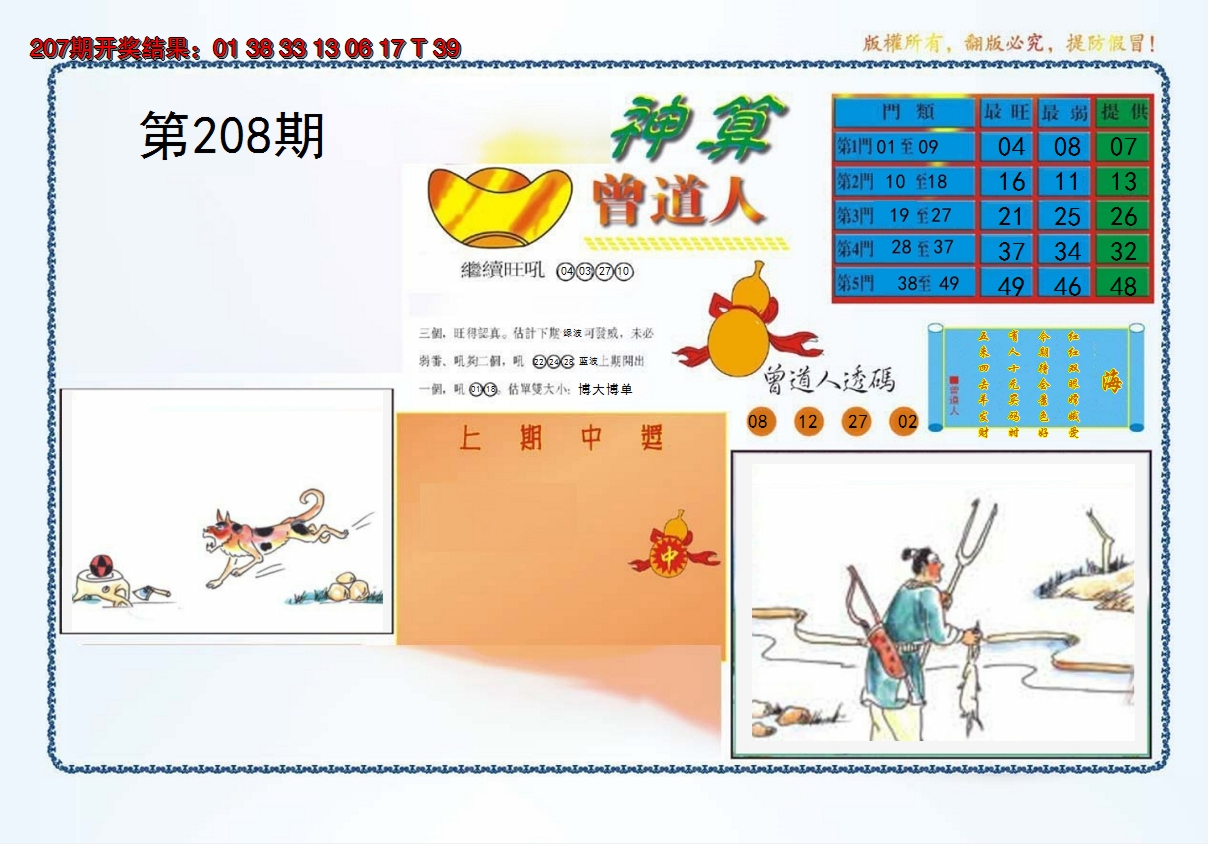 新澳彩208期:4-神算