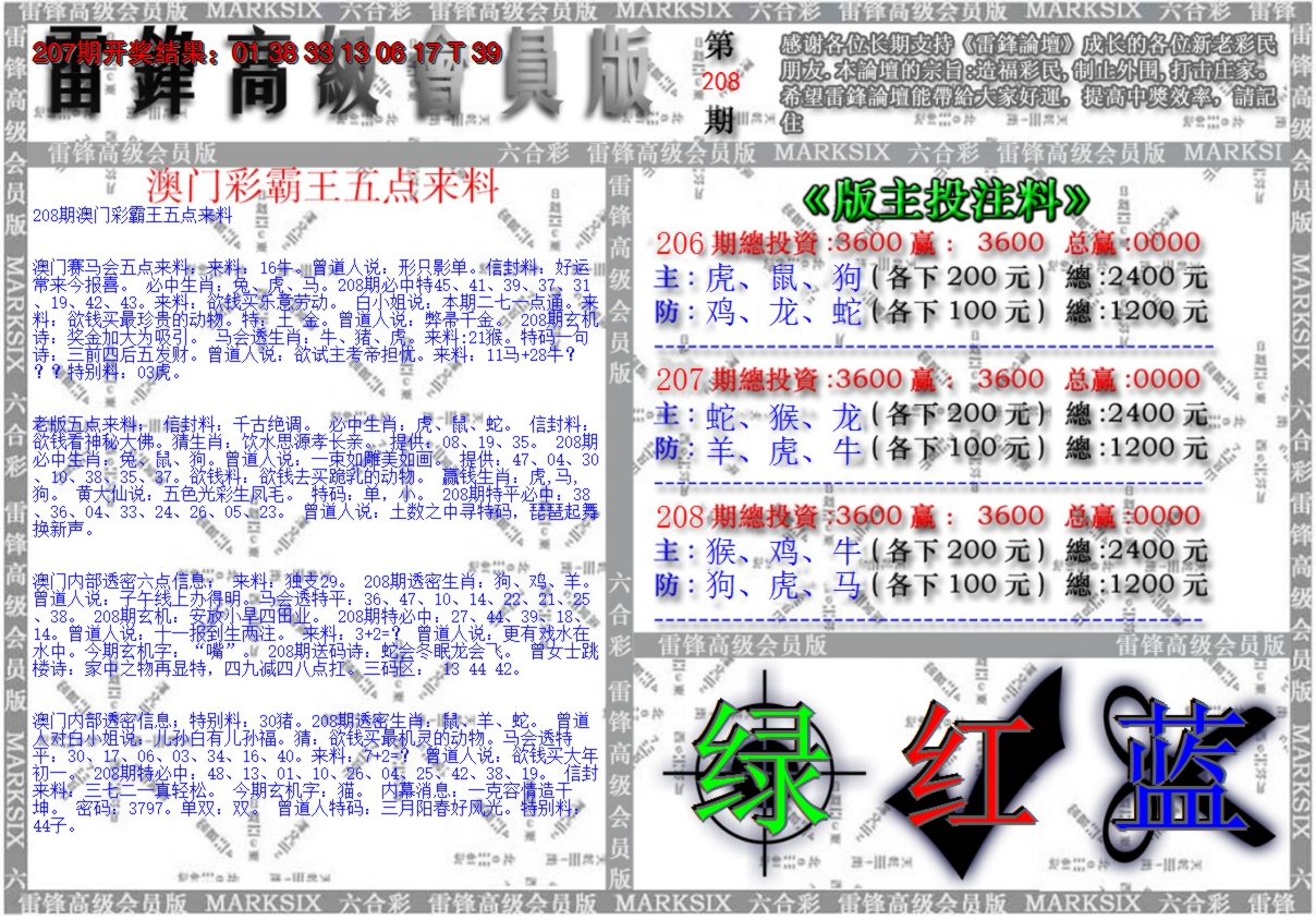 新澳彩208期:澳门高级会员版