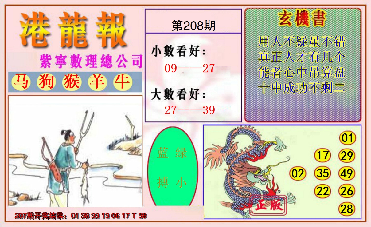 新澳彩208期:港龙报